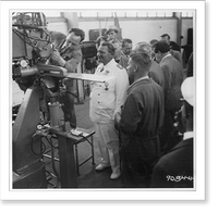 Goering inspecting engine at Junkers aircraft plant in Dessau, Germany, Vintage Print