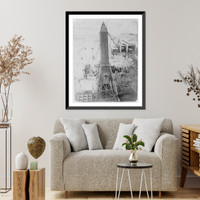 The obelisk and view of old Egyptian fort, Antique Poster