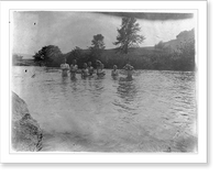 8 boys waist deep in country stream Classic, Antique Poster