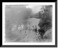 9 boys waist deep in country stream, Historic Reproduction