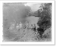 9 boys waist deep in country stream, Historic Reproduction