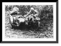 2 Germans struggling to free motorcycle and side car from Russian mud. July 1941, Vintage Wall Art