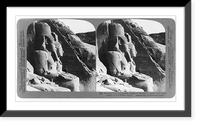 The sixty-five foot portrait statues of Ramses II, before rockhewn temple of Abu Simbel, Egypt, Historic Reproduction