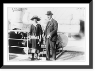 Historic Framed Print, [S.R. Guggenheim and daughter, full-length portrait, facing left, on deck of the Aquitania],  17-7/8" x 21-7/8"