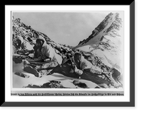 German troops in winter uniform, 1942: four prone riflemen in High Caucasus Mountains, Russia, November.by Wittmaack, Antique Print
