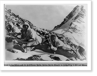 German troops in winter uniform, 1942: four prone riflemen in High Caucasus Mountains, Russia, November.by Wittmaack, Antique Print
