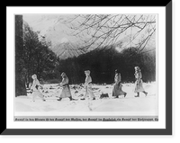 German troops in winter uniform, 1942: five riflemen walking in Caucasus Mountains, Russia, December.by Poetsch, Antique Wall Art