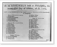 List of members of the Fourth General Assembly of the Commonwealth of Pennsylvania Philadelphia, the 25th day of October, A.D., 1779, Vintage Wall Art