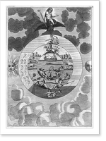 Cosmological scene showing concentric circles depicting creation, Antique Print