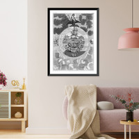 Cosmological scene showing concentric circles depicting creation, Antique Print
