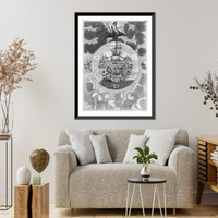 Cosmological scene showing concentric circles depicting creation, Antique Print