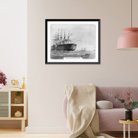 Historic Framed Print, Laying the first Atlantic cable,  17-7/8" x 21-7/8"