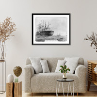 Historic Framed Print, Laying the first Atlantic cable,  17-7/8" x 21-7/8"