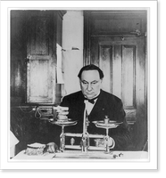 Dr. Harvey Washington Wiley weighing bread for the William Edgar Borah table, Vintage Wall Art