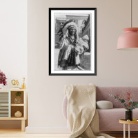 Chief Spotted Crow of the Sioux tribe of Pine Ridge, S.D. and his five months old granddaughter, Lena Lou White House, who was named by Vice President Curtis a few days ago, Vintage Print