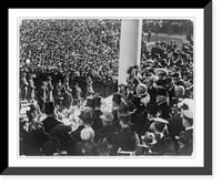 Historic Framed Print, [President Harding waving to crowd, from inaugural stand on east portico of U.S. Capitol, March 4, 1921],  17-7/8" x 21-7/8"