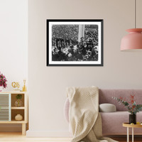 Historic Framed Print, [President Harding waving to crowd, from inaugural stand on east portico of U.S. Capitol, March 4, 1921],  17-7/8" x 21-7/8"