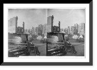 San Francisco earthquake: Aged, bearded man seated in rocking chair in foregrd.; tents; ruins in background. Classic, Antique Poster