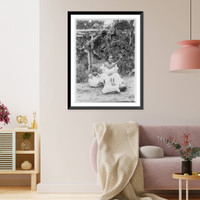 Republic of Panama: Woman and child seated outdoor; the woman seated behind bottles and smoking cigar; seller of cigars and liquor, Antique Wall Art