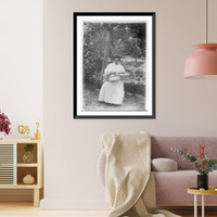 Republic of Panama: Woman seated outdoor and doing needlework(?), Historic Reproduction