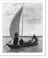 Phnom Penh, Cambodia - Typical sail sampan along the Mekong River; The all-woman crew is Vietnamese Classic, Vintage Poster