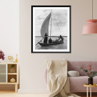 Phnom Penh, Cambodia - Typical sail sampan along the Mekong River; The all-woman crew is Vietnamese Classic, Vintage Poster