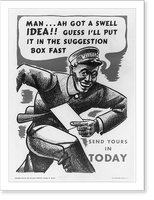 Man- Ah got a swell idea!! Guess I'll put it in the suggestion box fast" - send yours in today", Antique Wall Art