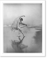 Margaret Severn wearing only sheer veil, dancing on beach, Antique Wall Art