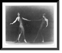 2 women wearing only sheer veils, in dance pose, touching hands, Historic Print