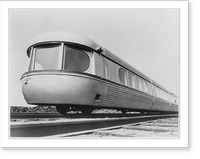 American Car & Foundry Co. - Talgo railroad train; 3 lounge cars with empty track in foregrd, Antique Print