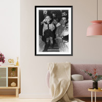 Close-up of mother & 5 kids in audience Classic, Antique Print