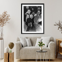Close-up of mother & 5 kids in audience Classic, Antique Print