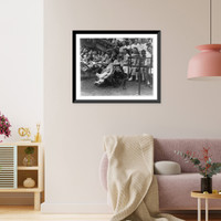 Nurses & wheelchair children watching show, Vintage Print