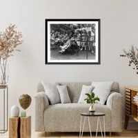 Nurses & wheelchair children watching show, Vintage Print