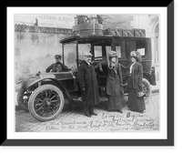 Historic Framed Print, [The Infanta Eulalia of Spain, Mr. and Mrs. Batcheller, and the chauffeur, Adolfo Fusi, standing by automobile, at the beginning of a long journey across Spain],  17-7/8" x 21-7/8"