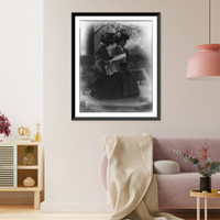 Searching the morning papers for a job! Classic, Antique Print