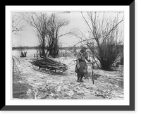 Goldes woman pulling firewood sledge, Antique Wall Art
