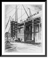 Historic Framed Print, Construction, N.Y. City Building, N.Y. World's Fair,  17-7/8" x 21-7/8"