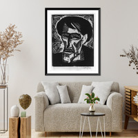 Historic Framed Print, [Head of a man],  17-7/8" x 21-7/8"