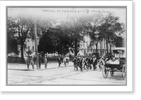 Historic Framed Print, Ohio - arrival of National Guard soldiers at State House yard, Columbus, 1910 - street railroad strike,  17-7/8" x 21-7/8"