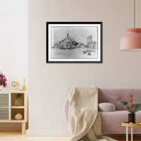 Historic Framed Print, [Devestated town of Chatilloy-sur-Marne, 1914 - dead horse and soldier in foreground],  17-7/8" x 21-7/8"