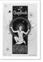 Poster advertisement for THE CHAPBOOK, showing The Juggler Sun", a personification of the sun juggling the planets in orbit", Antique Poster