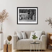 Historic Framed Print, Trained dogs and monkeys running a dog and monkey hotel,  17-7/8" x 21-7/8"