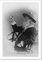 Historic Framed Print, [Walt Whitman, half-length portrait, seated, facing left, wearing hat and sweater, holding butterfly] - 3,  17-7/8" x 21-7/8"