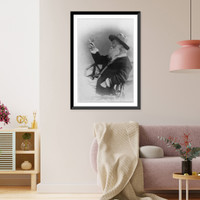 Historic Framed Print, [Walt Whitman, half-length portrait, seated, facing left, wearing hat and sweater, holding butterfly] - 3,  17-7/8" x 21-7/8"