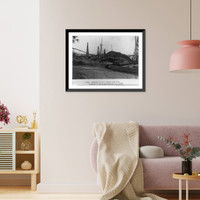 Hundreds of tall towers rise form Roumania's plains marking the oil fields of the country, Antique Print