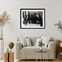 Roy Wilkins and President Lyndon B. Johnson in the White House reviewing some of the strategies employed to secure passage of the Voting Rights Act of 1965 Classic, Historic Print