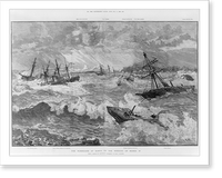 Historic Framed Print, The Hurricane at Samoa on the morning of March 16,  17-7/8" x 21-7/8"