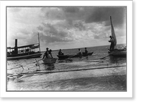 Workmen retrieving the Wrecked Langley airplane from the Potomac River, Quantico, Virginia, Antique Wall Art