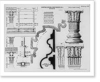 Government building (Custom House, Post Office, and Court Room"), Broad Street and Long Wharf Street, Providence, Rhode Island. Column and capital details", Antique Print